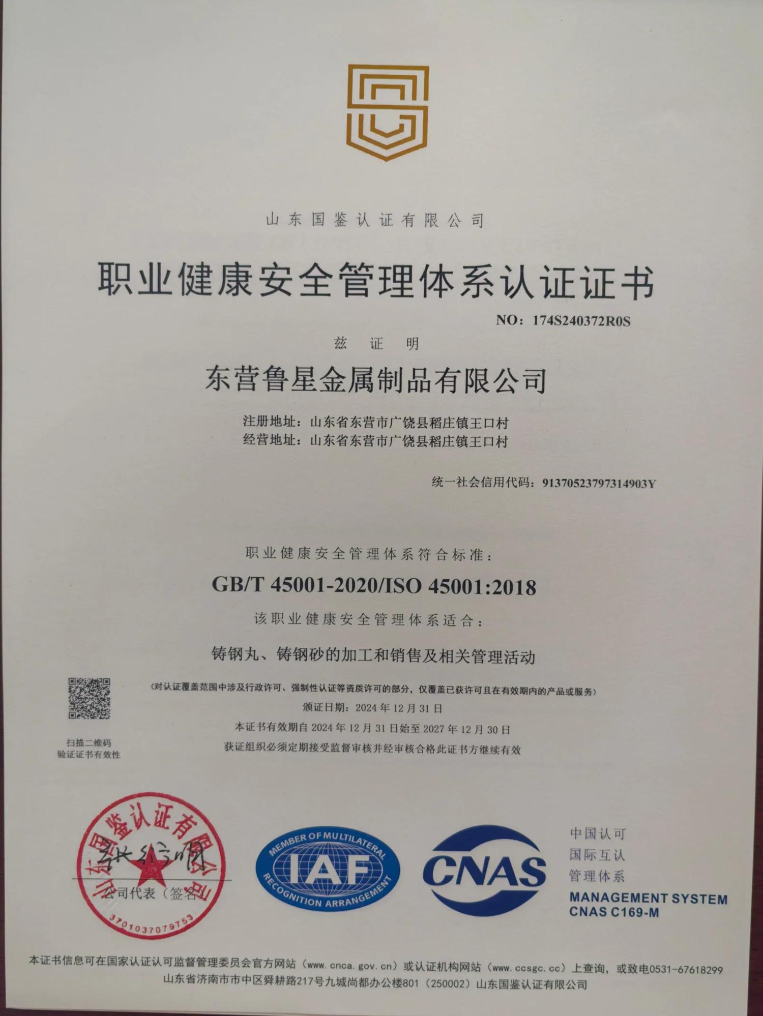 ISO 45001:2018 职业健康安全管理体系