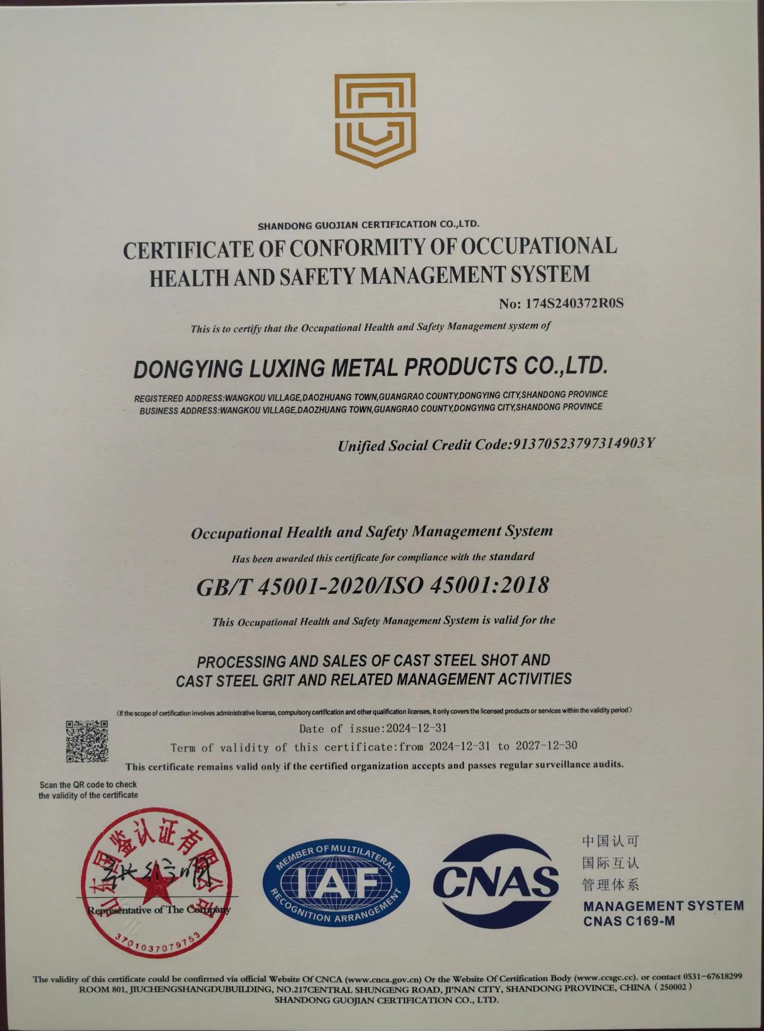 ISO 45001:2018 Occupational Health & Safety